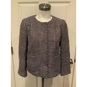 J. Crew Purple & White Tweed Jacket W/ Front Pockets, Size 8